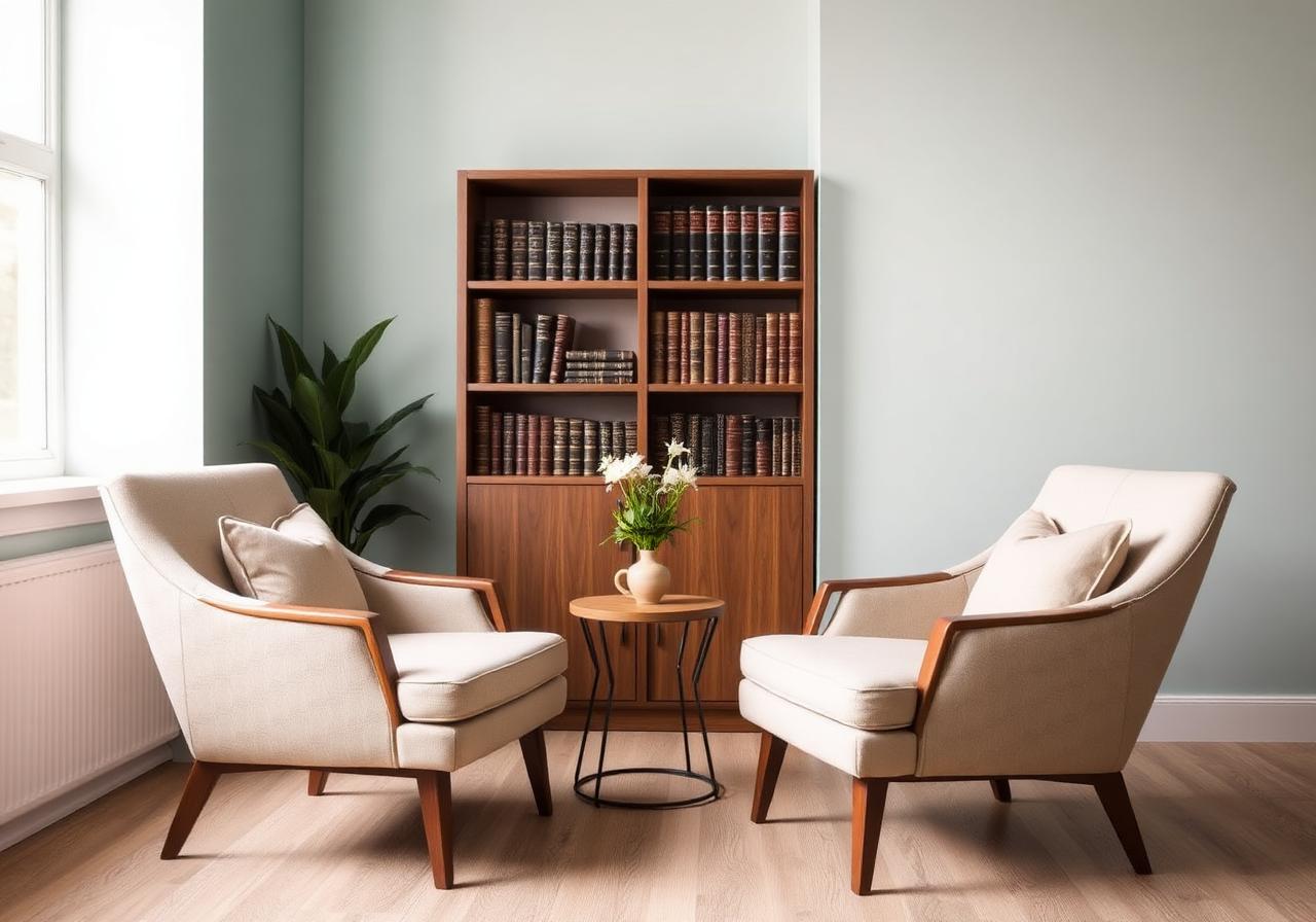 Consultório preparado para a escuta tranquila.